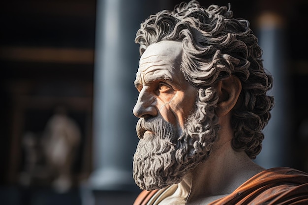 Une statue d'un homme avec une barbe