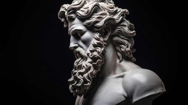 une statue d'un homme avec une barbe