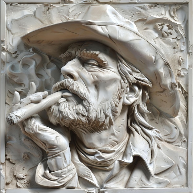 une statue d'un homme avec un chapeau sur la tête