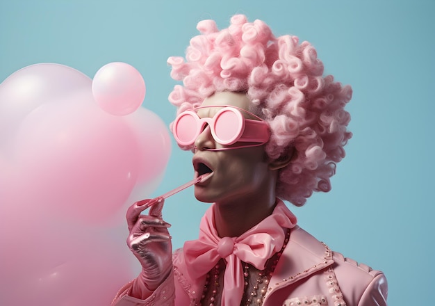 Photo une statue d'un homme avec un lollipop qui souffle.