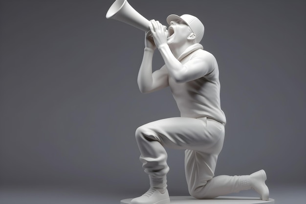 Photo une statue d'un homme soufflant de la trompette