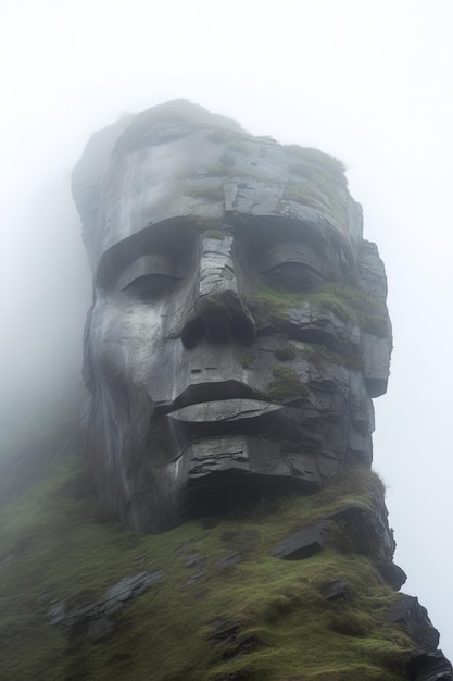 Photo une statue d'un homme avec un visage et un visage de pierre