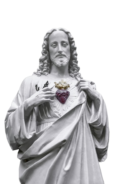 Statue de Jésus au coeur rouge