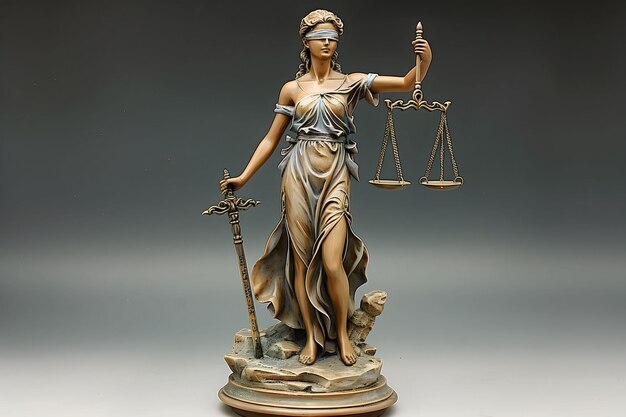 Statue de Lady Justice tenant une échelle et une épée