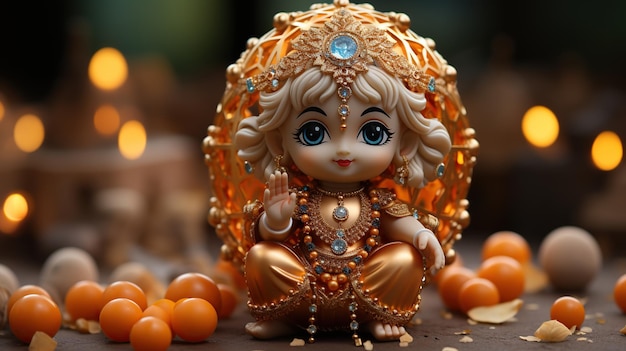 Statue en laiton de Bal krishna laddu gopal générée par l'IA