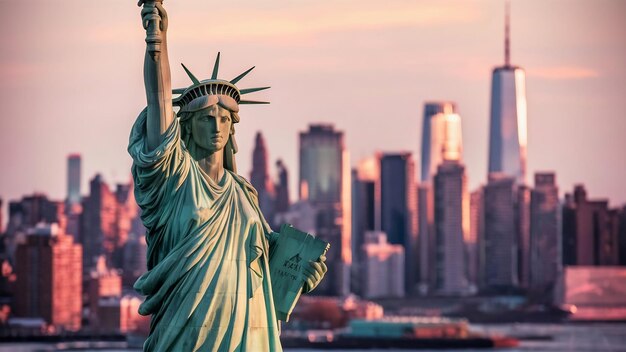 La Statue de la Liberté à New York, symbole américain des États-Unis.