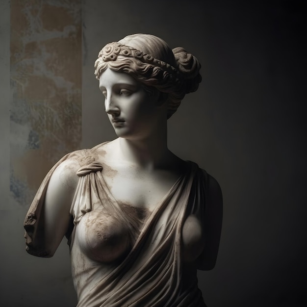 Statue en marbre d'une jeune femme Generative AI