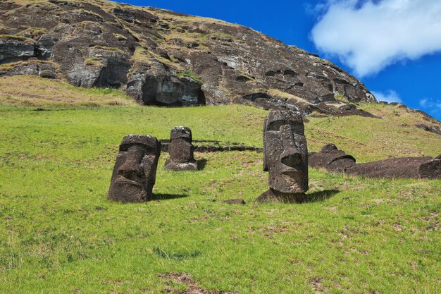 La statue Moai à Rano Raraku à Rapa Nui Île de Pâques du Chili