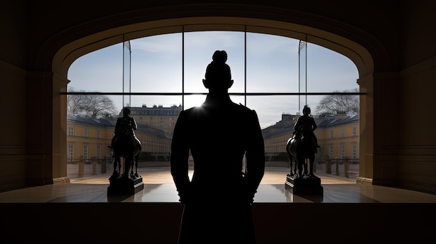 Photo statue de napoléon bonaparte vue de derrière à l'hôtel des invalides à paris france concept silhouette