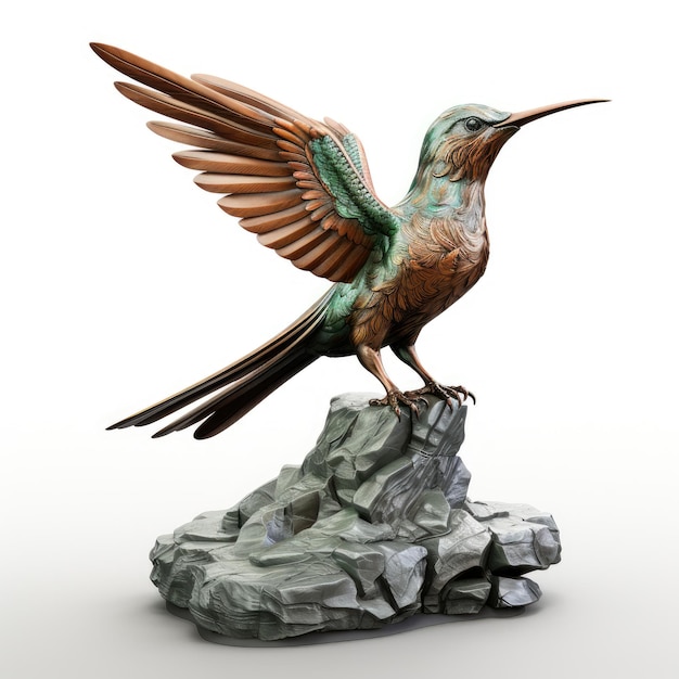 statue d'oiseau colibri détaillée art 3D