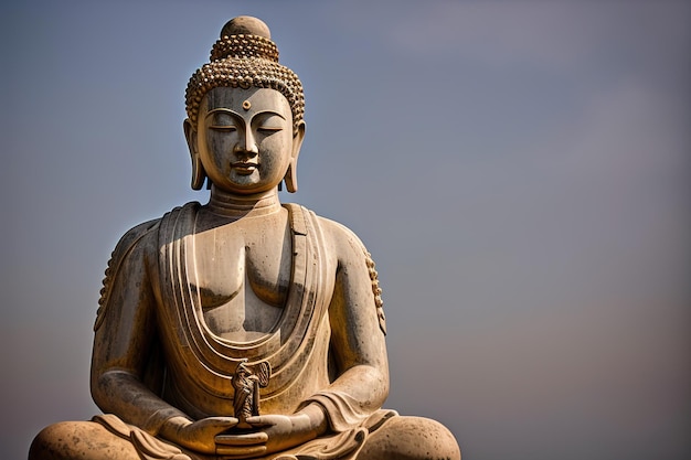 Statue en pierre de bouddha dans un environnement zen vert générative ai