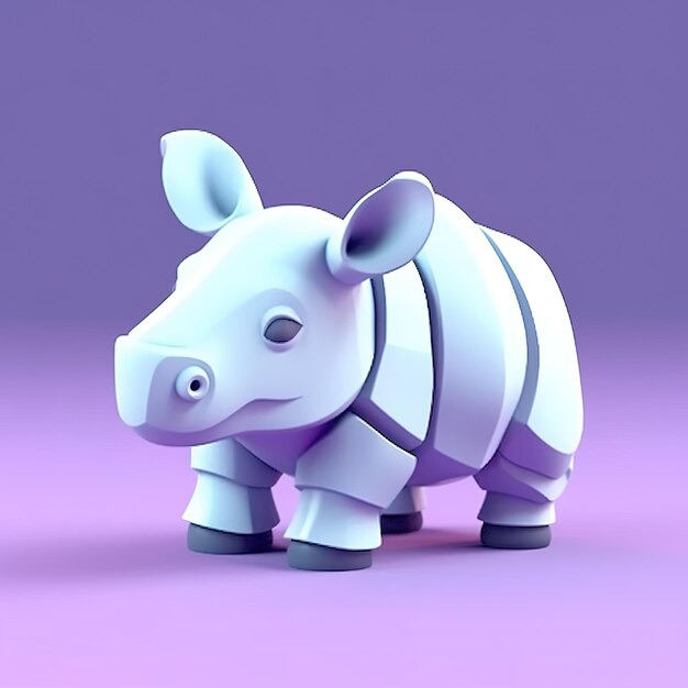 Photo une statue de rhinocéros blanc est sur fond violet