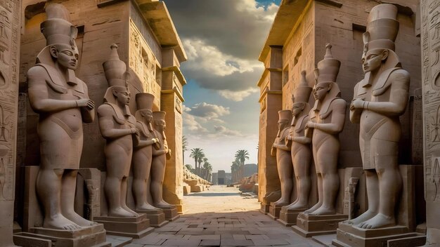 Statues dans le temple de Karnak