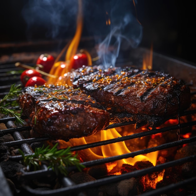 Un steak au barbecue juteux