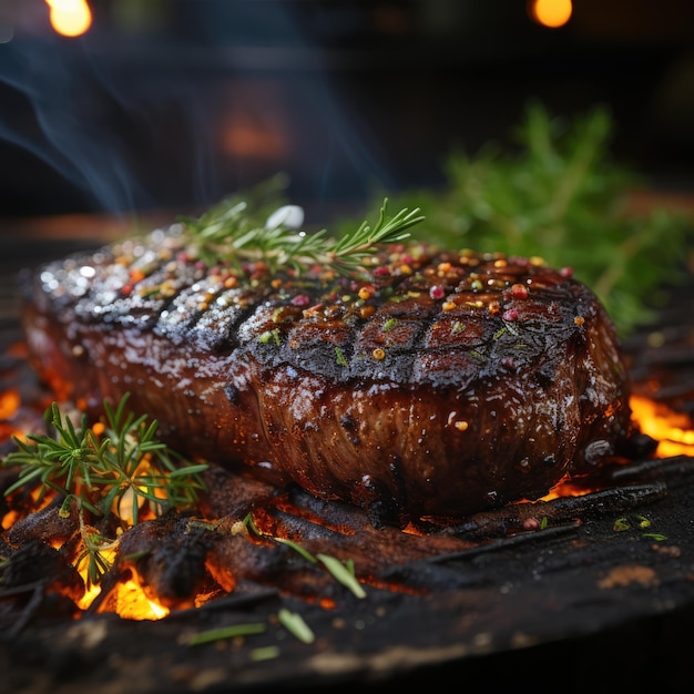 Un steak au barbecue juteux