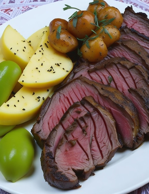 Un steak bien cuit et des pommes de terre maison sont un délice généré par AIG