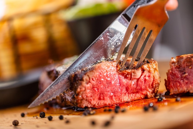 Steak de boeuf au restaurant américain