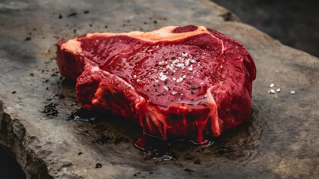 Photo steak de bœuf de cow-boy cru sur fond de pierre