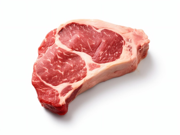 Steak de boeuf cru frais isolé sur blanc