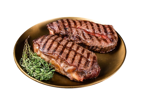Steak de bœuf à l'épaule grillée ou à la lame d'huître australienne Wagyu isolé sur fond blanc Vue supérieure