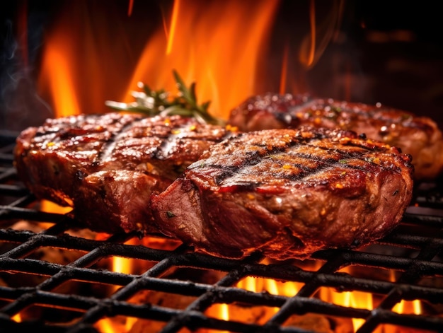 Le steak de boeuf est grillé AI générative