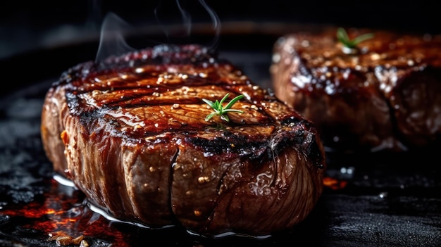 Le steak de boeuf est grillé