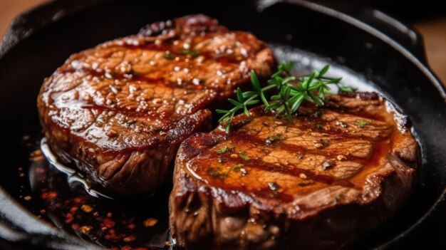 Le steak de boeuf est grillé