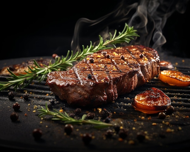 Steak de boeuf avec fond de cuisine