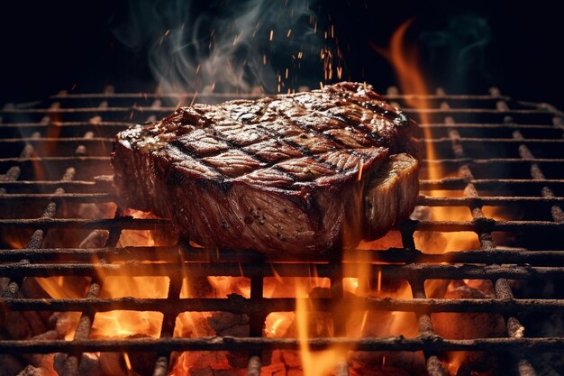 Steak de boeuf frit délicieux parfumé juteux frais