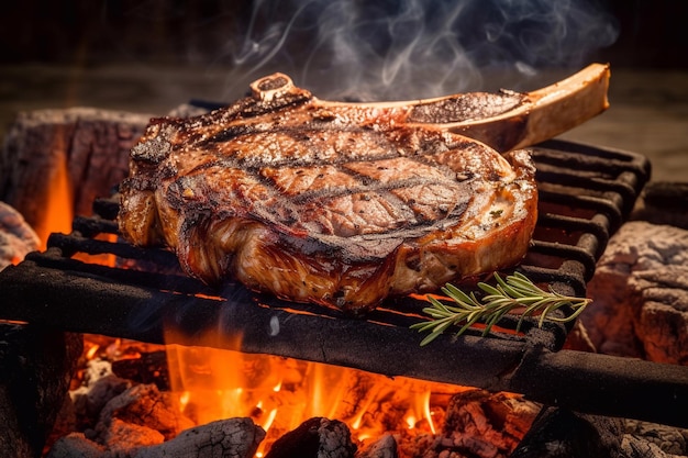 Steak de boeuf frit délicieux parfumé juteux frais