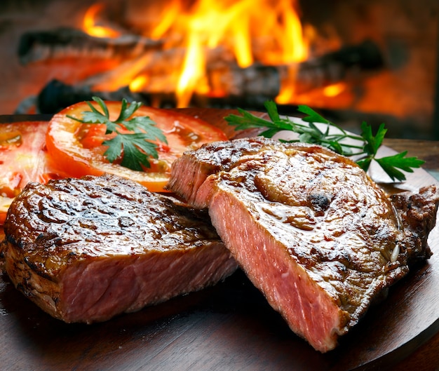 Steak de boeuf grillé