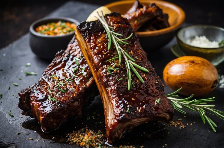 Photo un steak et un bol de légumes sont sur une table