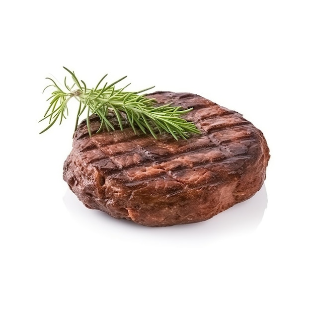 Un steak avec un brin de romarin dessus