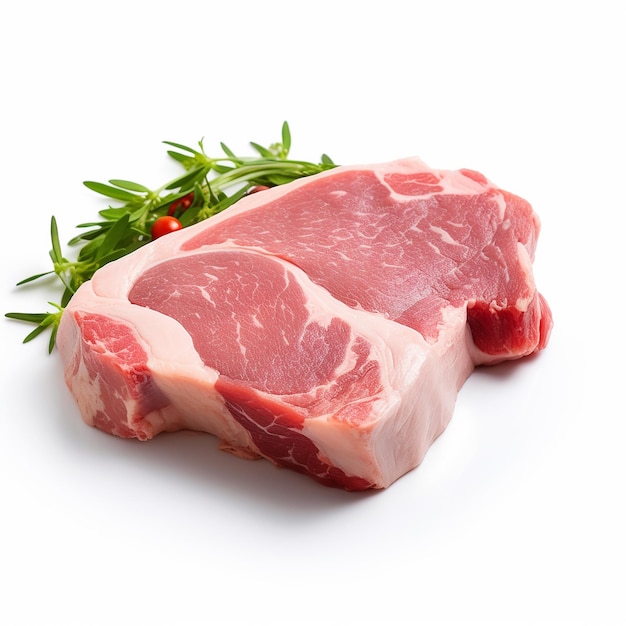 Steak d'épaule de porc cru haute résolution sur fond blanc