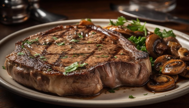 Steak de filet grillé herbe fraîche prête à manger générée par l'IA