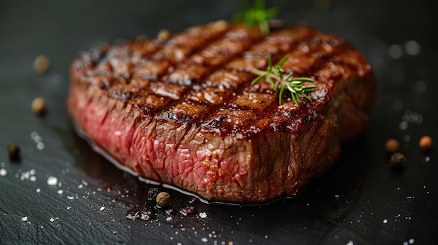 Steak sur fond noir isolé espace vide pour le texte