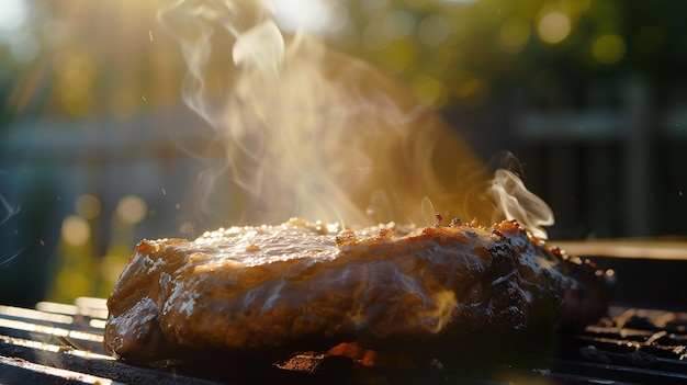 Photo un steak sur le gril.