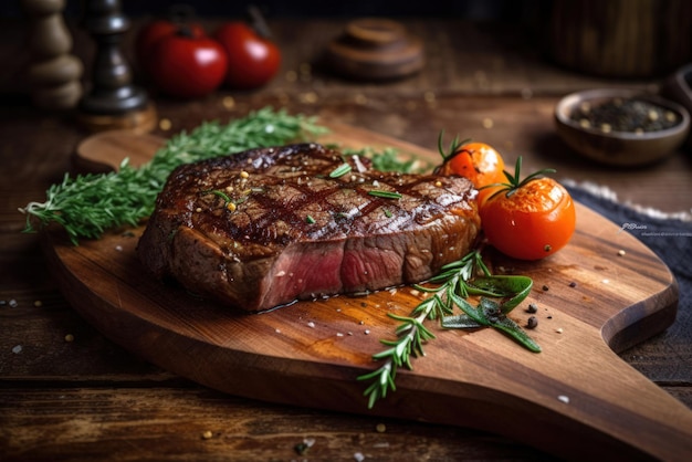 Steak grillé sur une planche à découper