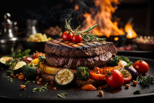 Un steak juteux avec un plat d'accompagnement