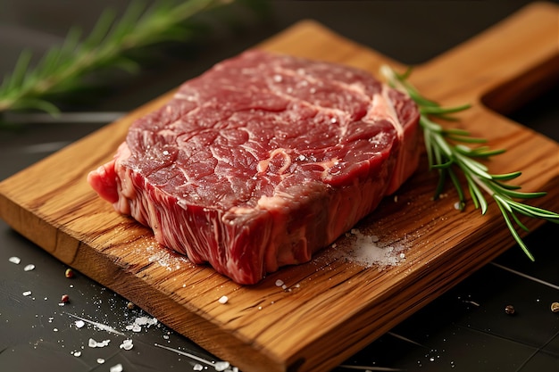 Steak sur planche de bois à la crue