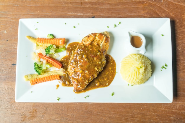 steak de poulet avec purée de pommes de terre