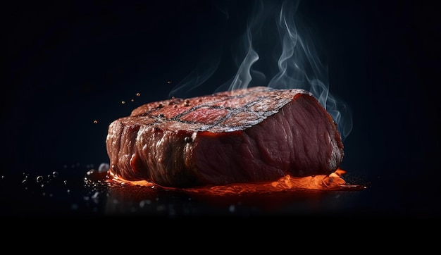 steak sur une surface noire