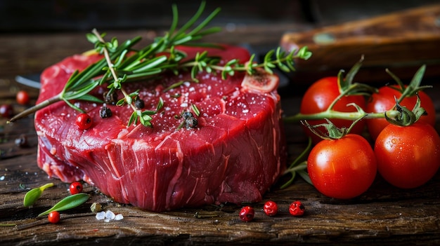 Steak avec des tomates et du romarin