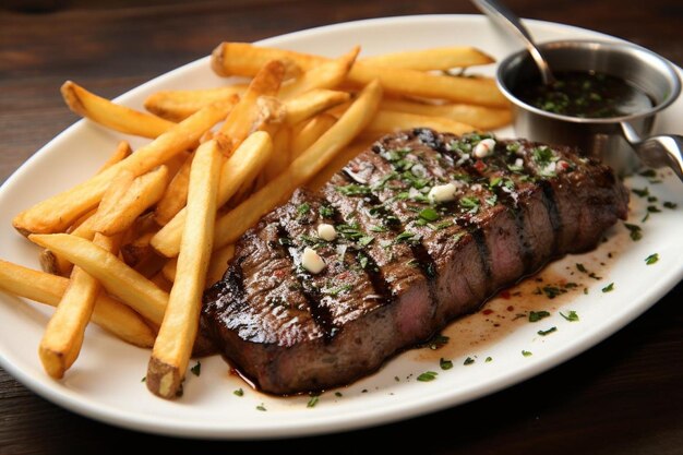 Steak à la truffe et frites à l'ail luxueux