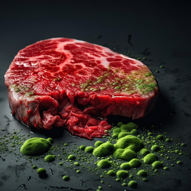 Photo steak de viande contaminé par des bactéries