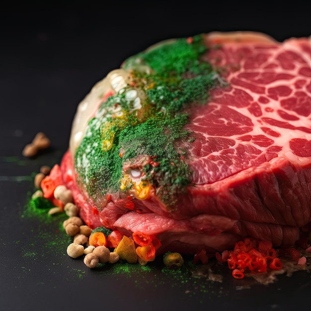 Steak de viande contaminé par des bactéries