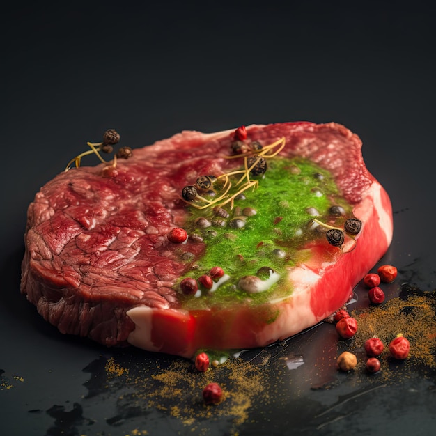 Photo steak de viande contaminé par des bactéries