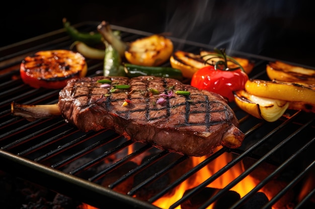 Steak de viande grillée avec des légumes