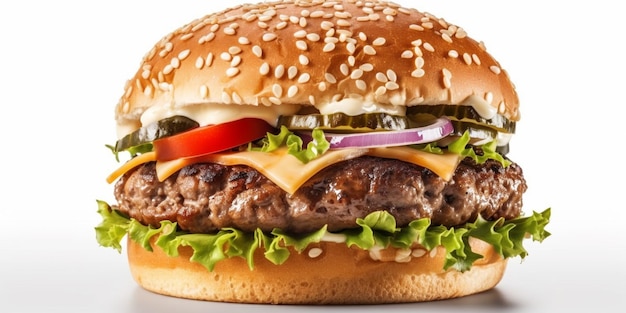 Steakburger sur fond blanc isolé