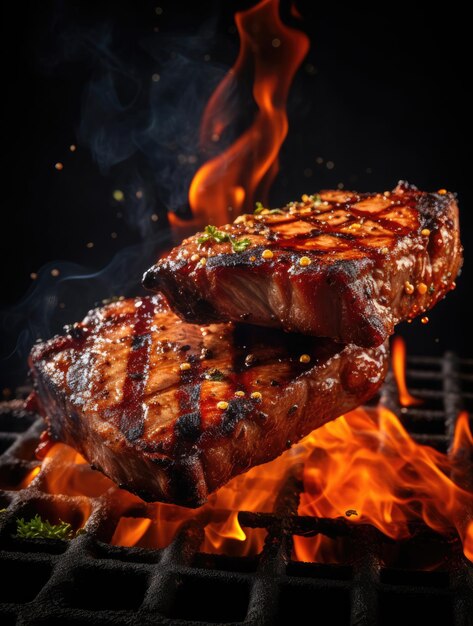 Steaks de bœuf grillés avec du piment et du sel